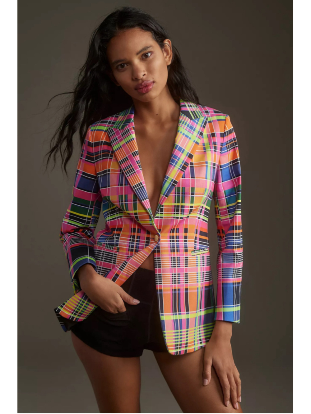 Vilagallo Sophia Multicolor Plaid Blazer Jacket EU 48 US 14